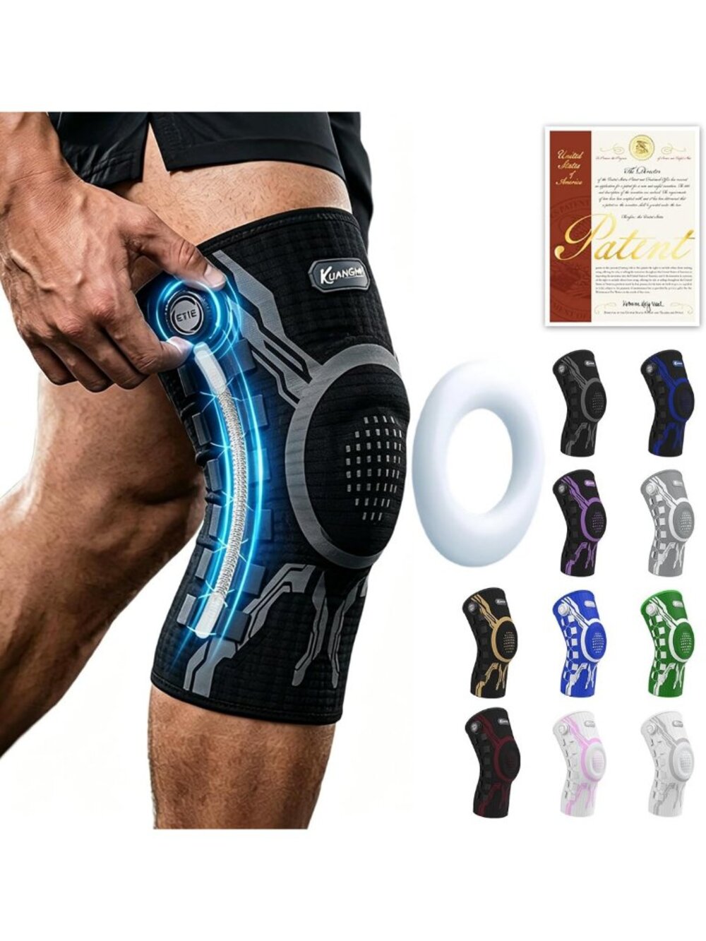 Knee Brace for Pain Relief & Support, Compression Sleeve with Gel Pad